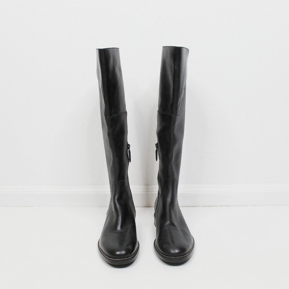 Cole Haan Black Knee High Leather Riding Boot - Picture 2 of 11
